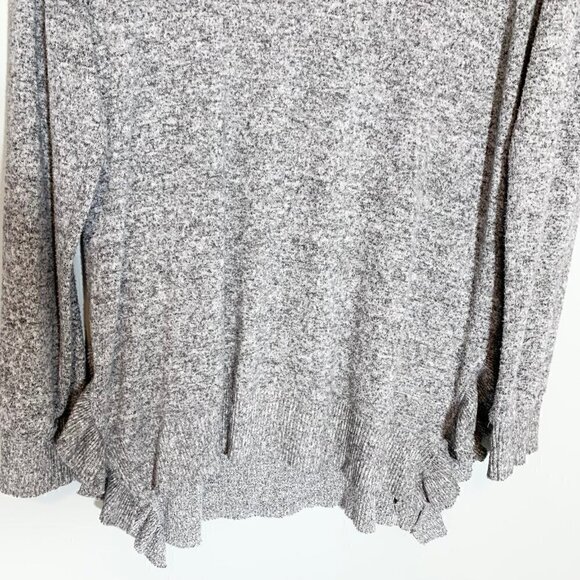 Anthropologie Postmark Grey Marl Ruffle Hem Knit Pullover Sweater Womens XS - Picture 5 of 11